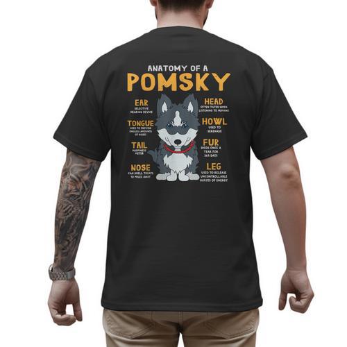 Pomsky Anatomy Dog Mom Dad Men's Back Print T-Shirt - Father's Day Fun