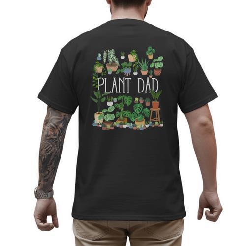 Potted Plant Dad Men's Back Print T-Shirt - Father's Day Fun