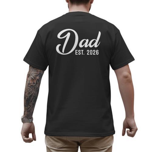Pregnancy Announcement Daddy New Dad First Time Dad 2026 Men's Back Print T-Shirt - Father's Day Fun