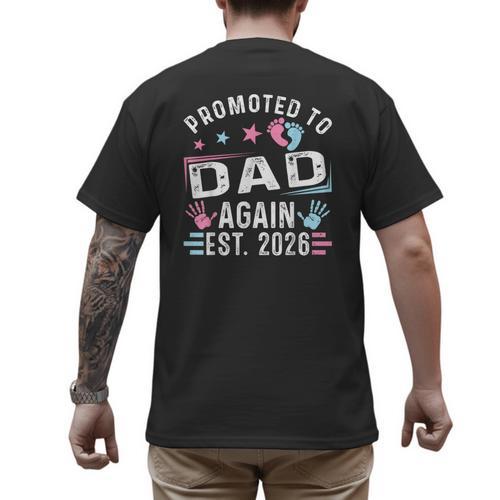 Promoted To Dad Again Est 2026 Vintage Dad Men's Back Print T-Shirt - Father's Day Fun
