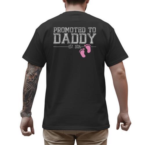 Promoted To Daddy Est 2026 Shirt New Daddy New Dad Men's Back Print T-Shirt - Father's Day Fun