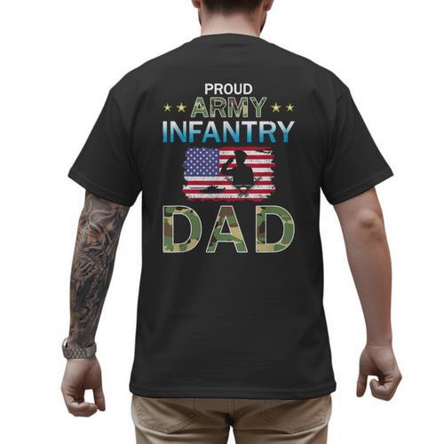 Proud Army Dad-Army Infantry Dad Camouflage Graphics Army Men's Back Print T-Shirt - Father's Day Fun