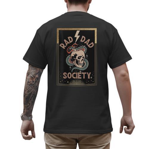 Rad Dad Society Cool Dad Club Dad Life Tee Fathers Day Men's Back Print T-Shirt - Father's Day Fun