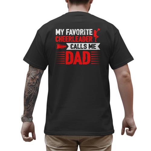Red Cheer Dad Family Father Cheerleader Squad Men's Back Print T-Shirt - Father's Day Fun