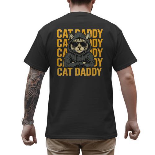 Retro Cat Daddy Style Animal For Men Women Kid Boy Girl Men's Back Print T-Shirt - Father's Day Fun
