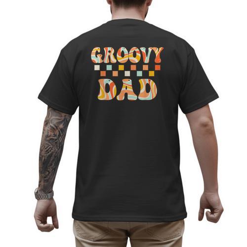Retro Groovy Dad Matching Family 1st Birthday Party Men's Back Print T-Shirt - Father's Day Fun