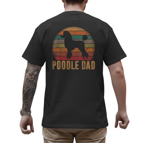 Retro Poodle Dad Dog Owner Pet Poodle Father Men's Back Print T-Shirt - Father's Day Fun