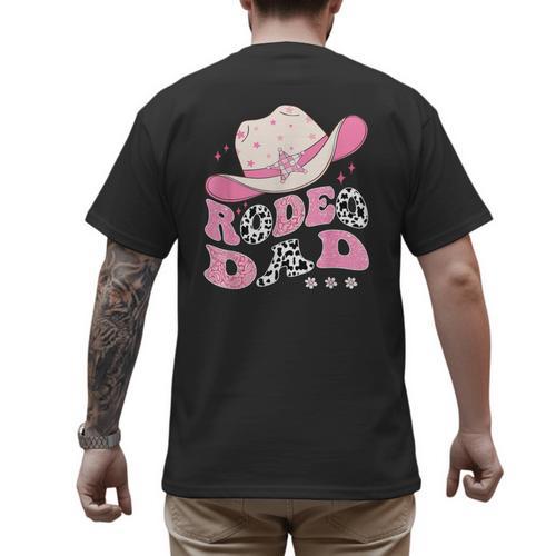 Rodeo Dad Pink Cowgirl 1St Birthday Family Matching Men's Back Print T-Shirt - Father's Day Fun
