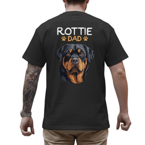 Rottie Dad Rottweiler Dog Men's Back Print T-Shirt - Father's Day Fun