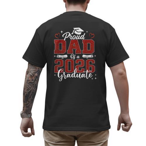 Senior Dad 2026 Graduation Proud Dad Of a 2026 Graduate Men's Back Print T-Shirt - Father's Day Fun