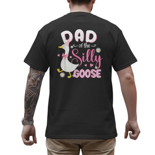Silly Dad Goose Dad 1st Birthday Family Matching Party Men's Back Print T-Shirt - Father's Day Fun