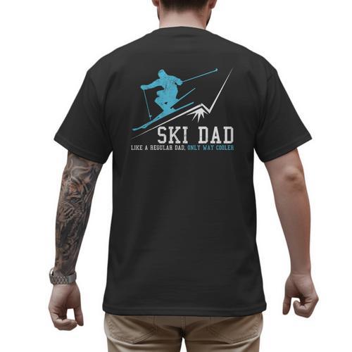 Ski Dad Winter Sports Skiing Father Men's Back Print T-Shirt - Father's Day Fun
