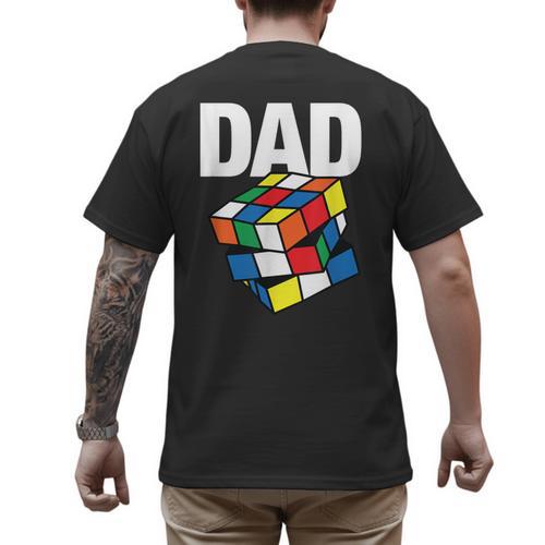 Speed Cubing Dad Puzzle Cuber Cube Kids Men's Back Print T-Shirt - Father's Day Fun