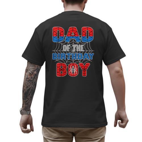 Spider Web Birthday Party Dad Of The Birthday Boy Men's Back Print T-Shirt - Father's Day Fun