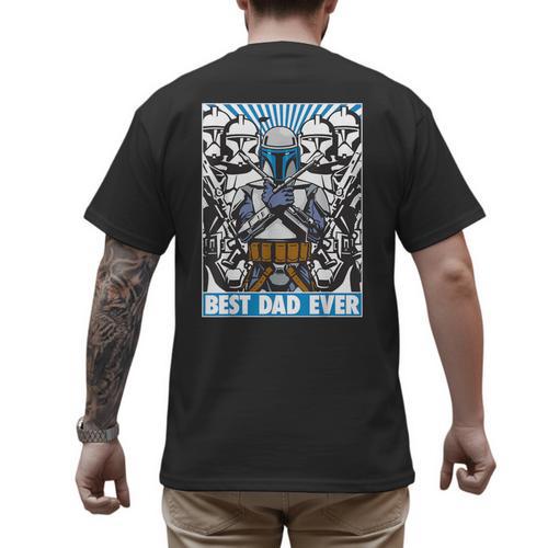 Star Wars Father's Day Jango Fett Best Dad Ever Men's Back Print T-Shirt - Father's Day Fun