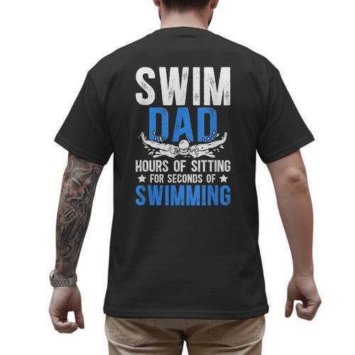 Swim Dad Swimming Dad Of A Swimmer Dad Swim Father Men's Back Print T-Shirt - Father's Day Fun