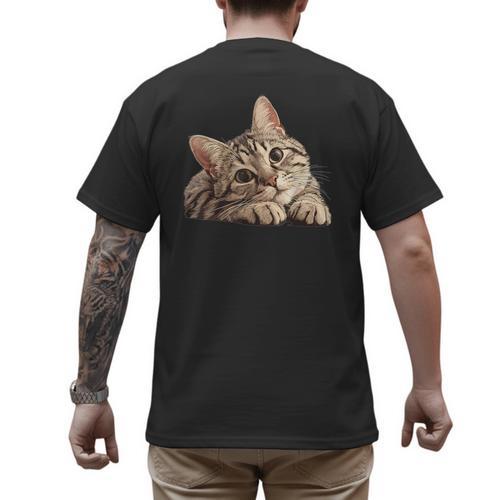 Tabby Cat Mom Dad Pet Shop Tabby Cats Kitten Tabby Cat Men's Back Print T-Shirt - Father's Day Fun