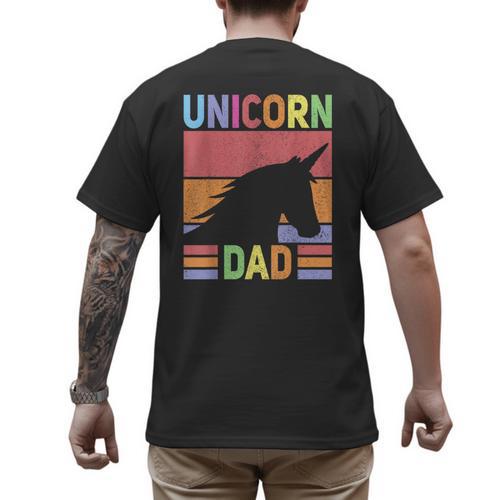 Unicorn Birthday Outfit Dad Unicorn Costume Bday Dad Unicorn Men's Back Print T-Shirt - Father's Day Fun