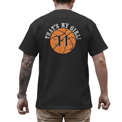 Unique That's My Girl 11 Basketball Player Mom Or Dad Men's Back Print T-Shirt - Father's Day Fun