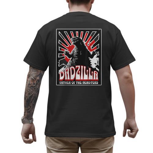 Vintage Dadzilla Father Of The Monsters Fathers Day Men's Back Print T-Shirt - Father's Day Fun