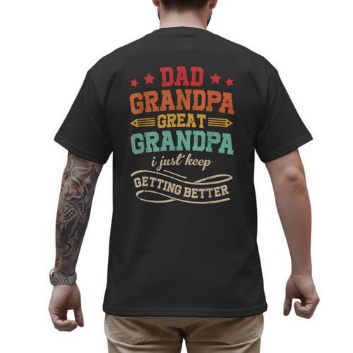Vintage Great Grandpa For Fathers Day Dad Papa Grandpa Men's Back Print T-Shirt - Father's Day Fun