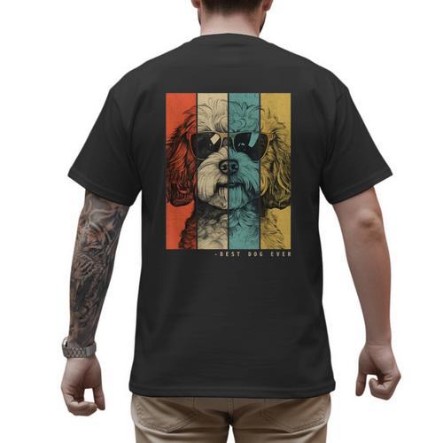 Vintage Maltipoo Dog Mom Dad Kids Men Women Men's Back Print T-Shirt - Father's Day Fun