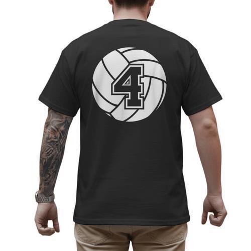 Volleyball Player 4 Volleyball Mom Dad Jersey Number 4 Men's Back Print T-Shirt - Father's Day Fun