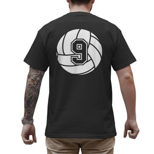 Volleyball Player 9 Volleyball Mom Dad Jersey Number 9 Men's Back Print T-Shirt - Father's Day Fun