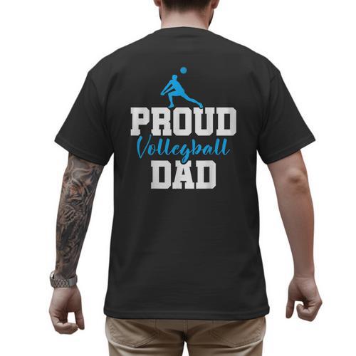 Volleyball Player Team Dad Father Proud Volleyball Dad Men's Back Print T-Shirt - Father's Day Fun