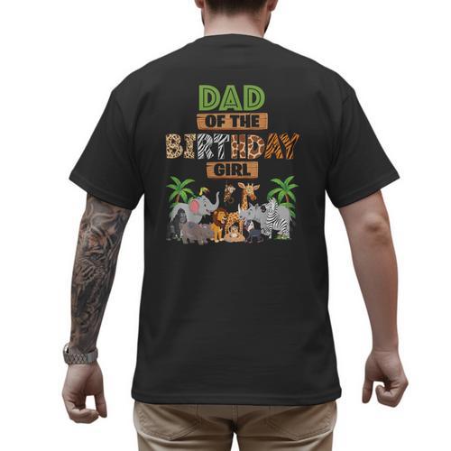 Wild Dad Of The Birthday Girl Zoo Safari Jungle Animal Men's Back Print T-Shirt - Father's Day Fun