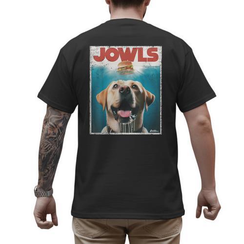 Yellow Lab Jowls Top Labrador Retriever Dog Mom Dad Men's Back Print T-Shirt - Father's Day Fun