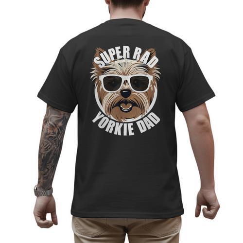 Yorkie Dad Father’s Day Yorkshire Terrier Dog Dad Men's Back Print T-Shirt - Father's Day Fun