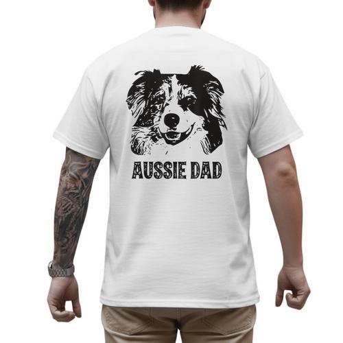 Aussie Dad Australian Shepherd Dog Dad For Men Men's Back Print T-Shirt - Father's Day Fun