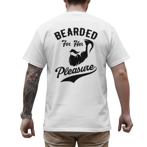 Bearded For Her Pleasure Bearded Dad Father Men's Back Print T-Shirt - Father's Day Fun