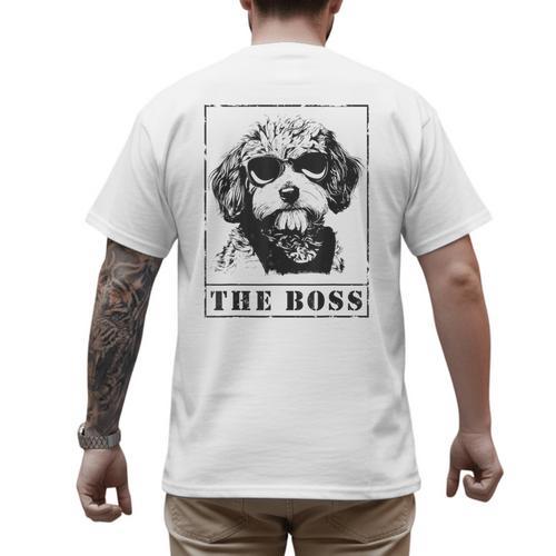 The Cavapoo Boss Mom Dad Dog Lover Men's Back Print T-Shirt - Father's Day Fun