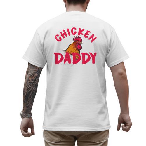 Chicken Dad Rooster Daddy Farmer Men's Back Print T-Shirt - Father's Day Fun