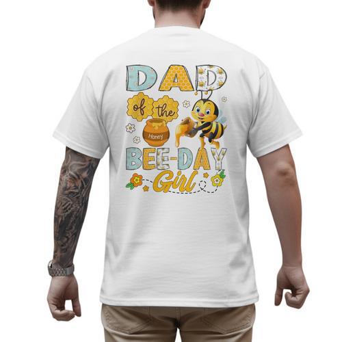 Dad Of The Bee-Day Girl Bee Birthday Party Men's Back Print T-Shirt - Father's Day Fun