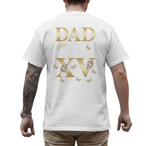 Dad Of The Miss Quince XV Birthday Mexican Quinceanera Men's Back Print T-Shirt - Father's Day Fun