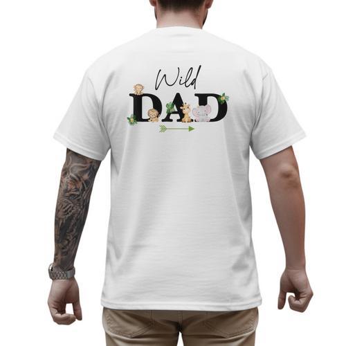 Dad Of The Wild One Zoo Birthday Safari Jungle Animal Men's Back Print T-Shirt - Father's Day Fun
