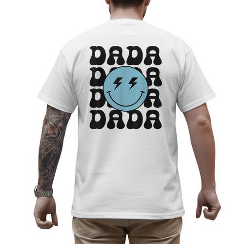 Dada One Happy Dude 1st Birthday Family Matching Men's Back Print T-Shirt - Father's Day Fun