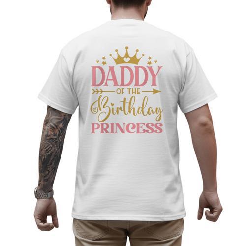 Daddy Of The Birthday For Girl 1st Birthday Princess Girl Men's Back Print T-Shirt - Father's Day Fun