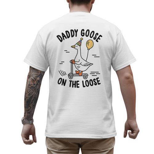 Daddy Goose On The Loose Birthday Matching Family Men's Back Print T-Shirt - Father's Day Fun
