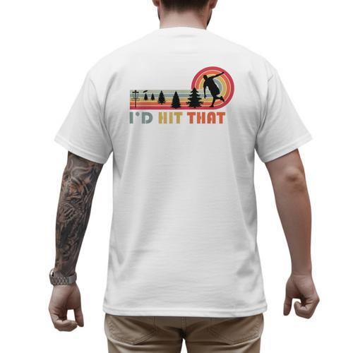 Disc Golf I'd Hit That Frisbee Golfer Retro Men Dad Men's Back Print T-Shirt - Father's Day Fun