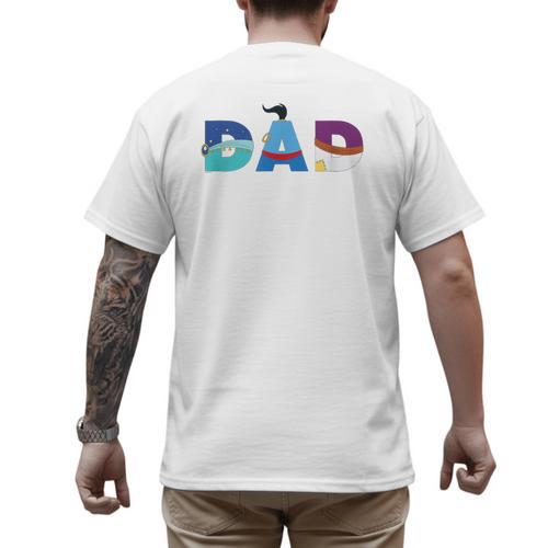 Disney Aladdin Jasmine Genie Father’s Day Birthday Dad Men's Back Print T-Shirt - Father's Day Fun