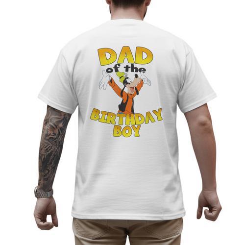 Disney Mickey & Friends Goofy Dad Of The Birthday Boy Men's Back Print T-Shirt - Father's Day Fun