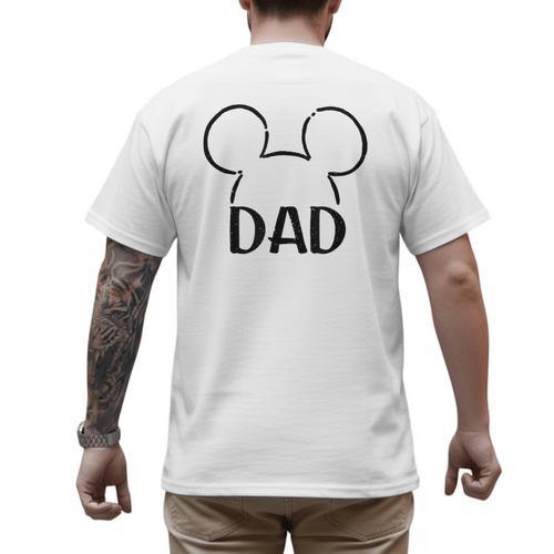 Disney Mickey And Friends Dad Mickey Ears Outline Logo Men's Back Print T-Shirt - Father's Day Fun