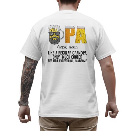 Drinking Opa Like A Regular Grandpa Much Cooler Beer Dad Men's Back Print T-Shirt - Father's Day Fun