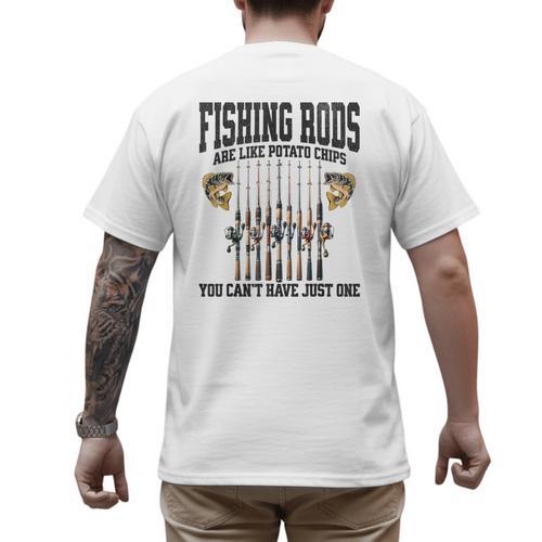 Fishing Tuna Bass Rod Fisherman Cool Dad Quote Men's Back Print T-Shirt - Father's Day Fun