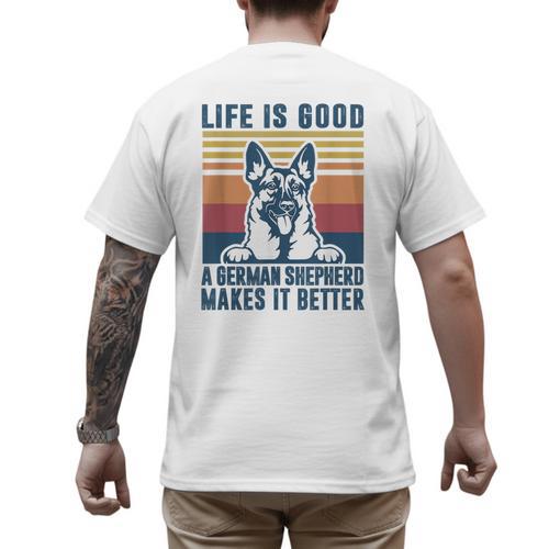 German Shepherd Men Women Dog Dad Mom German Shepherd Men's Back Print T-Shirt - Father's Day Fun