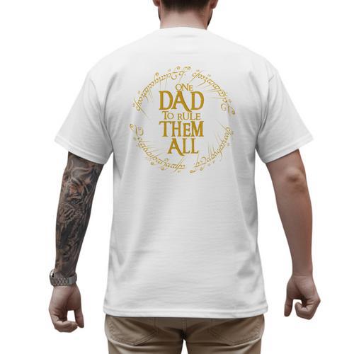 One Dad To Rule Them All Fantasy Nerd Dad Graphic Men's Back Print T-Shirt - Father's Day Fun